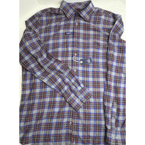 NWT Johnnie-O Gerard Performance Button Down Flannel Shirt Sz XL Charcoal - Picture 3 of 9